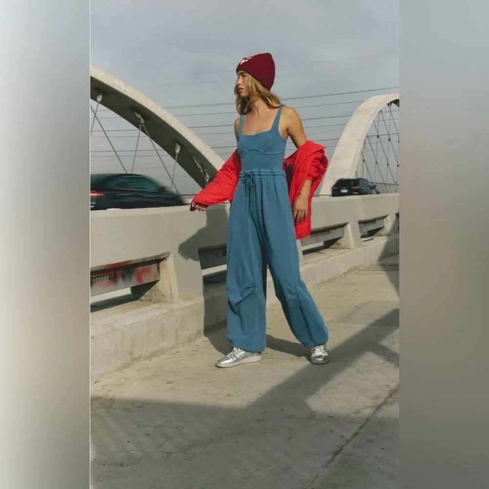 NWT Free People Movement XL Inbound Onesie in Skyline Misty Blue Jumpsuit $128 - Picture 3 of 12